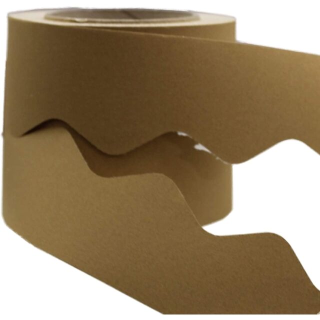 Hessian Brown Display Border Roll Scalloped Edge Paper 100 Metre Pack Size : 1 Roll