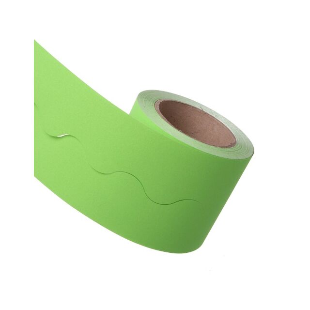 Pale Green Display Border Roll Scalloped Edge Paper 100 Metre Pack Size : 1 Roll