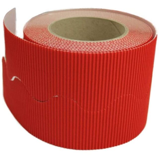 Border Rolls - Scalloped Edge Corrugated Wavy Display - Rose Red, EduCraft 1 ROLL