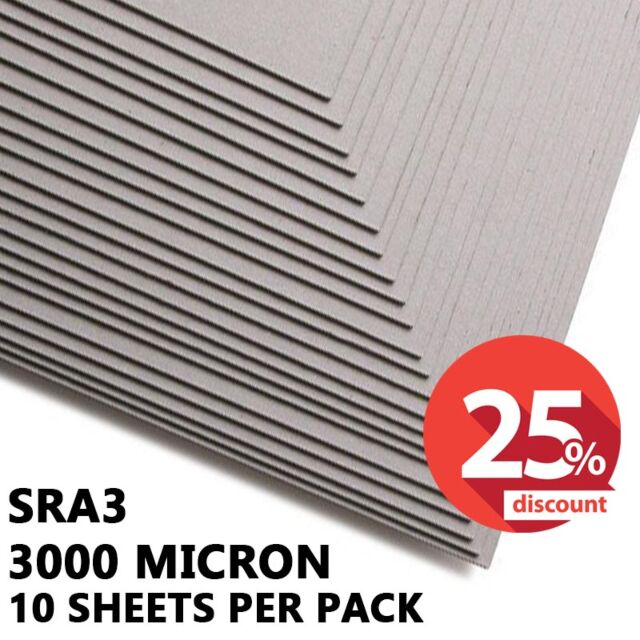 SRA3 Greyboard 3mm 1860GSM, Thick Backing Card - 10 Sheets